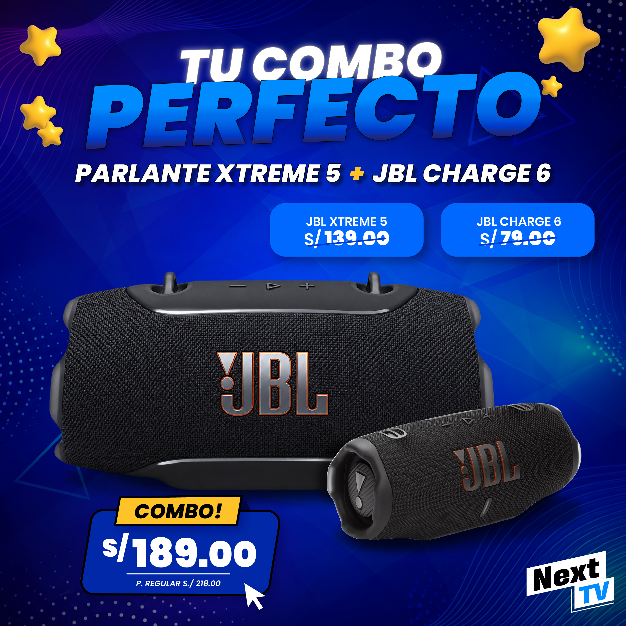 COMBO PARLANTE JBL XTREME 5 + CHARGE 6
