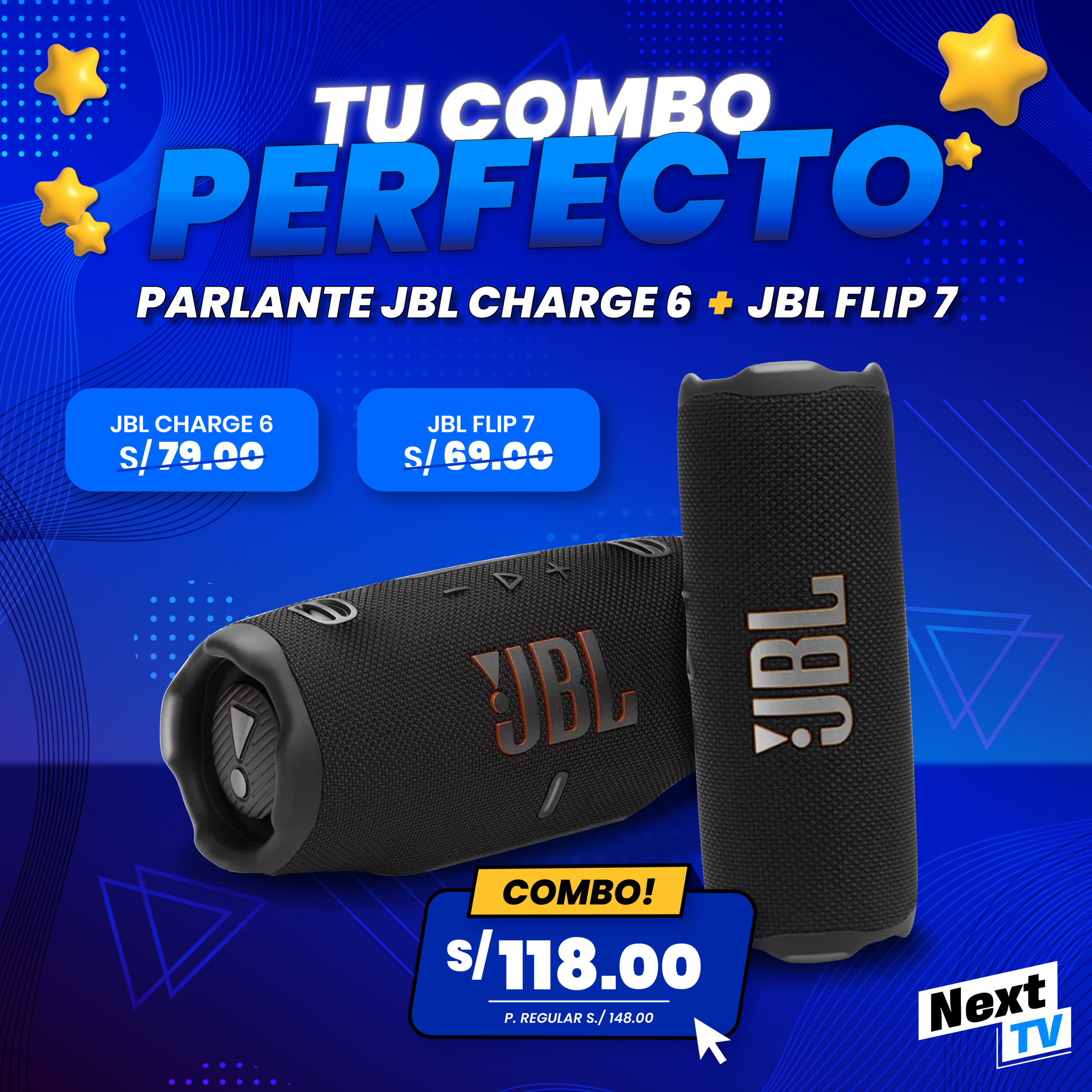 COMBO PARLANTE JBL CHARGE 6 + FLIP 7
