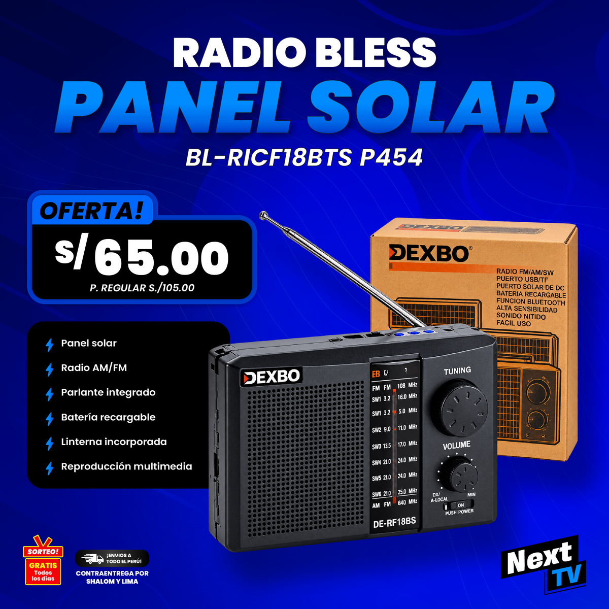 RADIO BLESS BL-RICF18BTS PANEL SOLAR P454