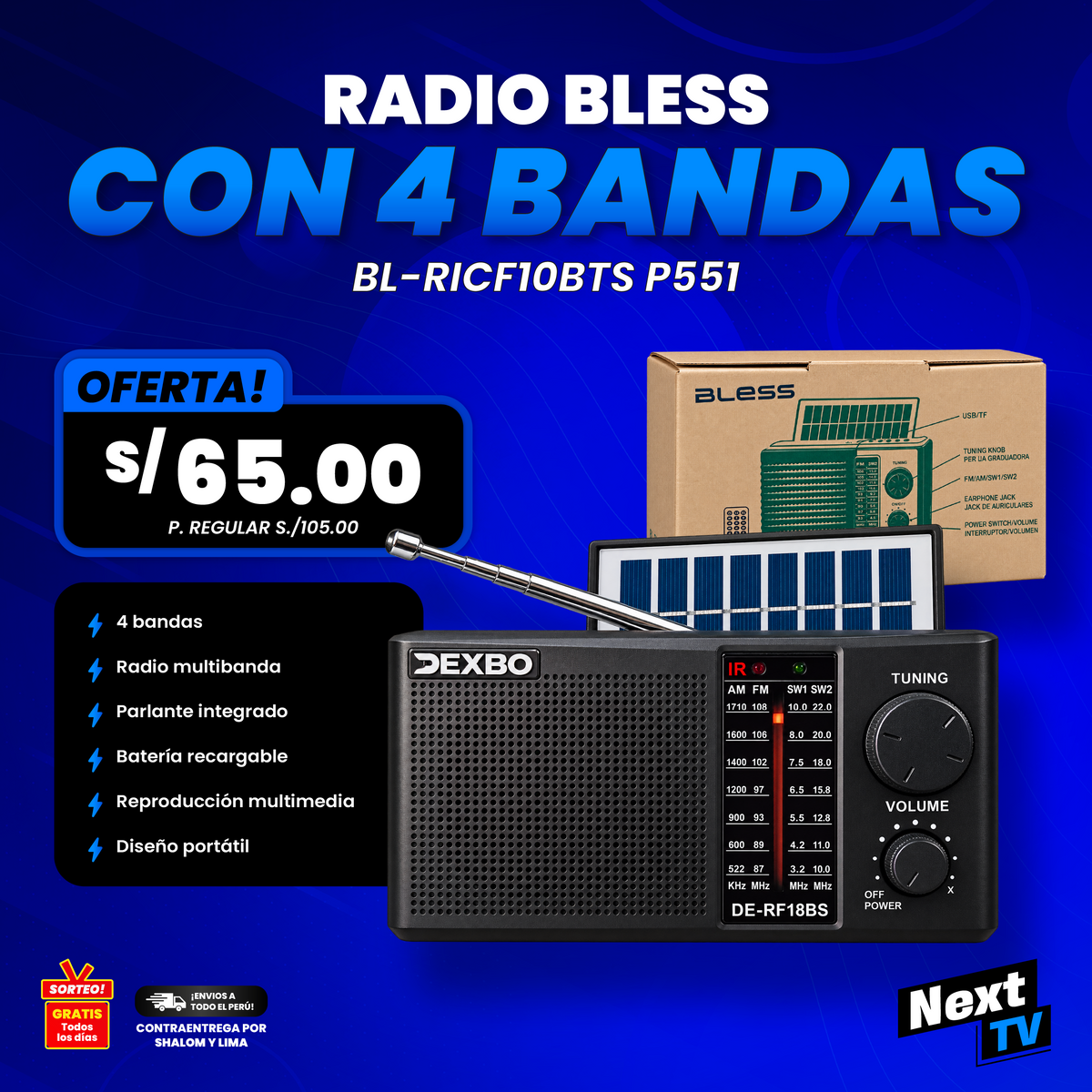 RADIO BLESS CON 4 BANDAS BL-RICF10BTS P551