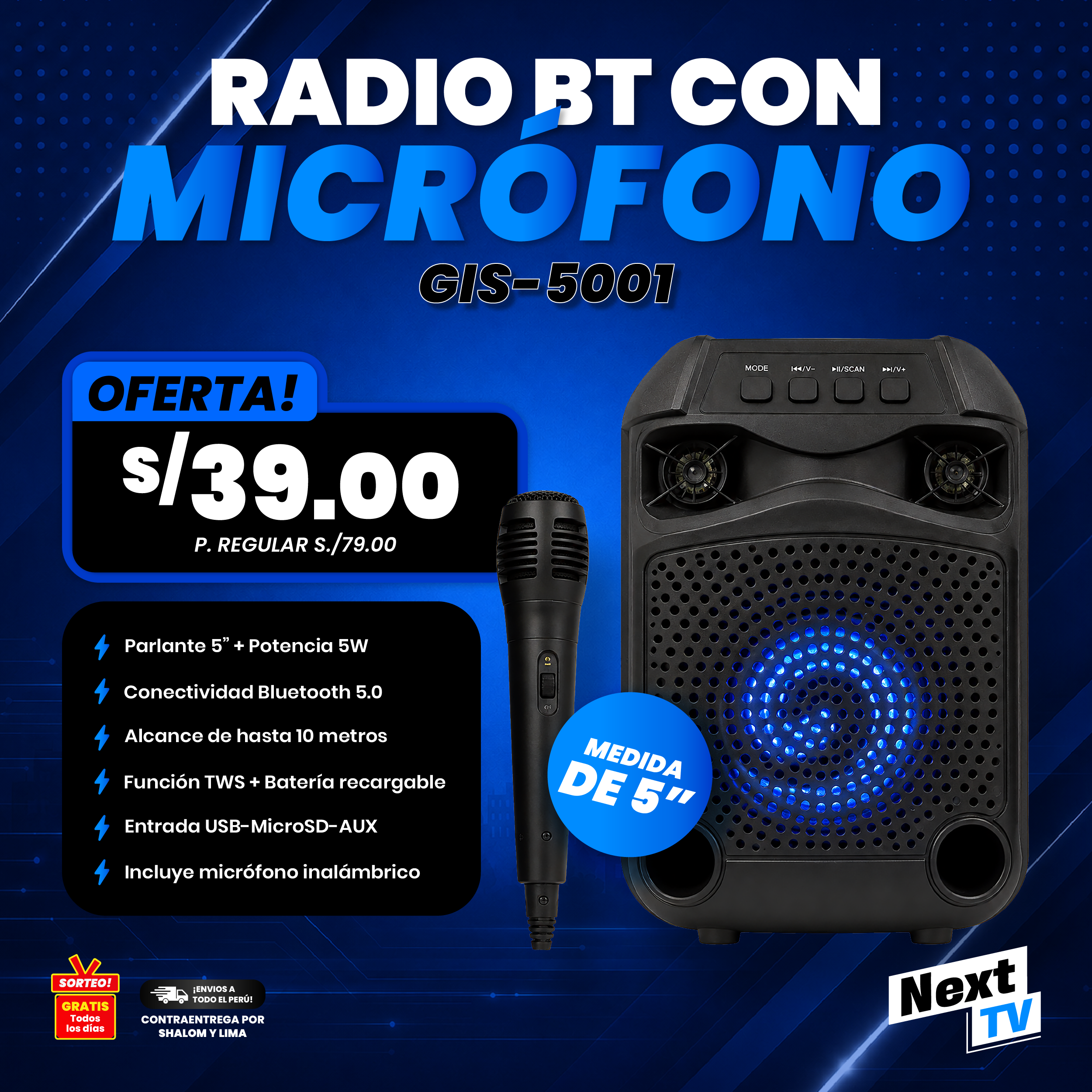 RADIO BT CON MICRÓFONO GIS-5001 - P1010