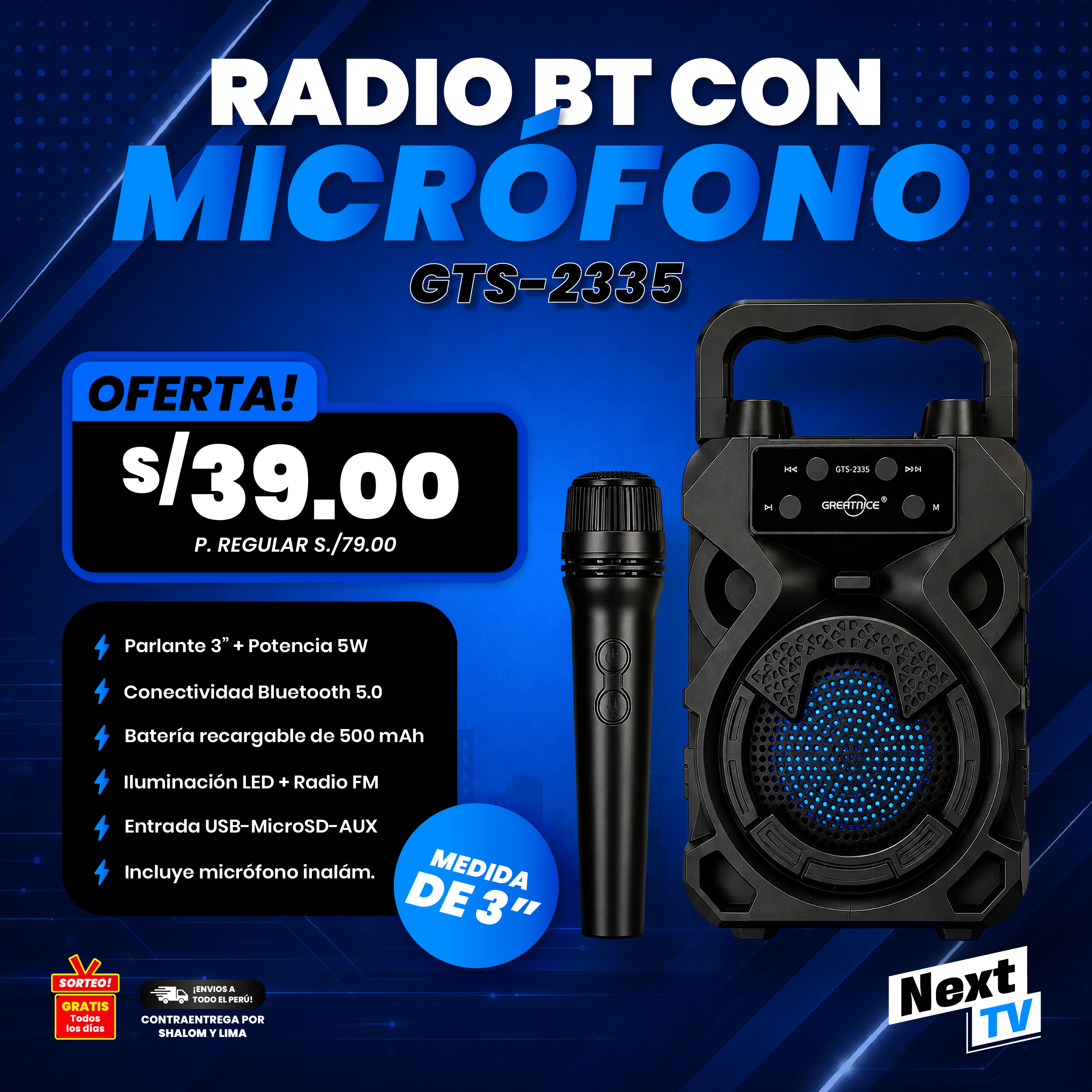 RADIO BT CON MICROFONO GTS-2335 - P1047