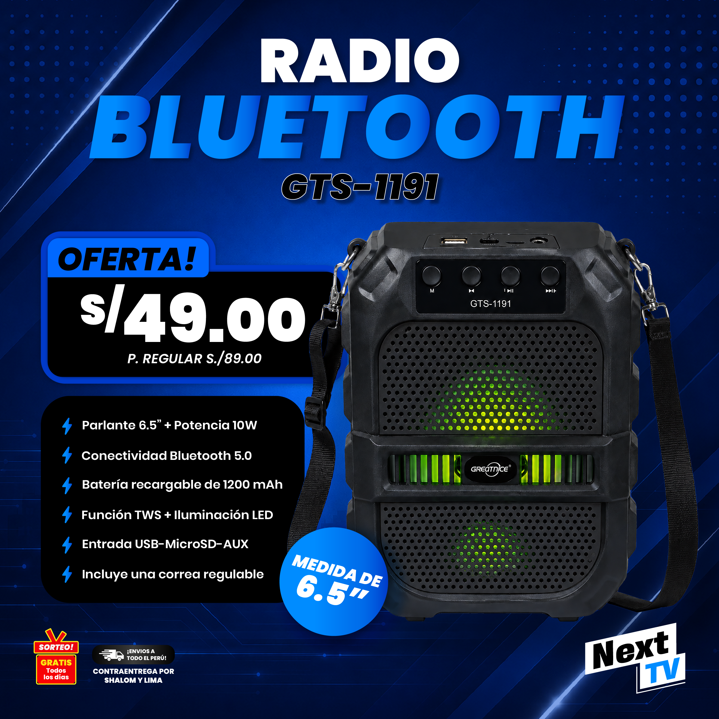 RADIO BT DE 6.5" GTS-1191 - P211
