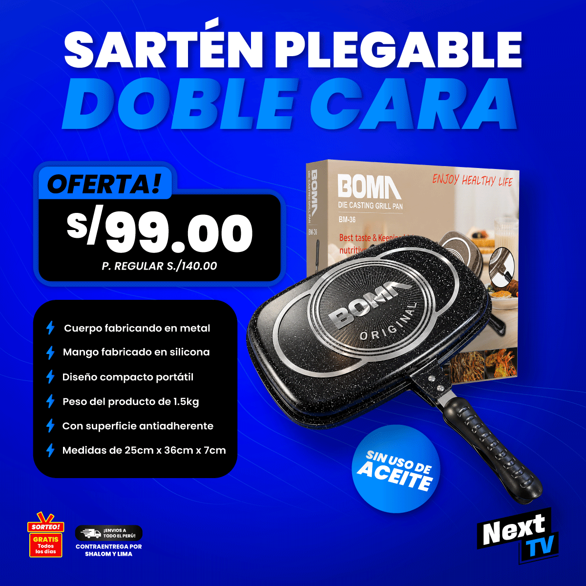 SARTÉN PLEGABLE DOBLE CARA