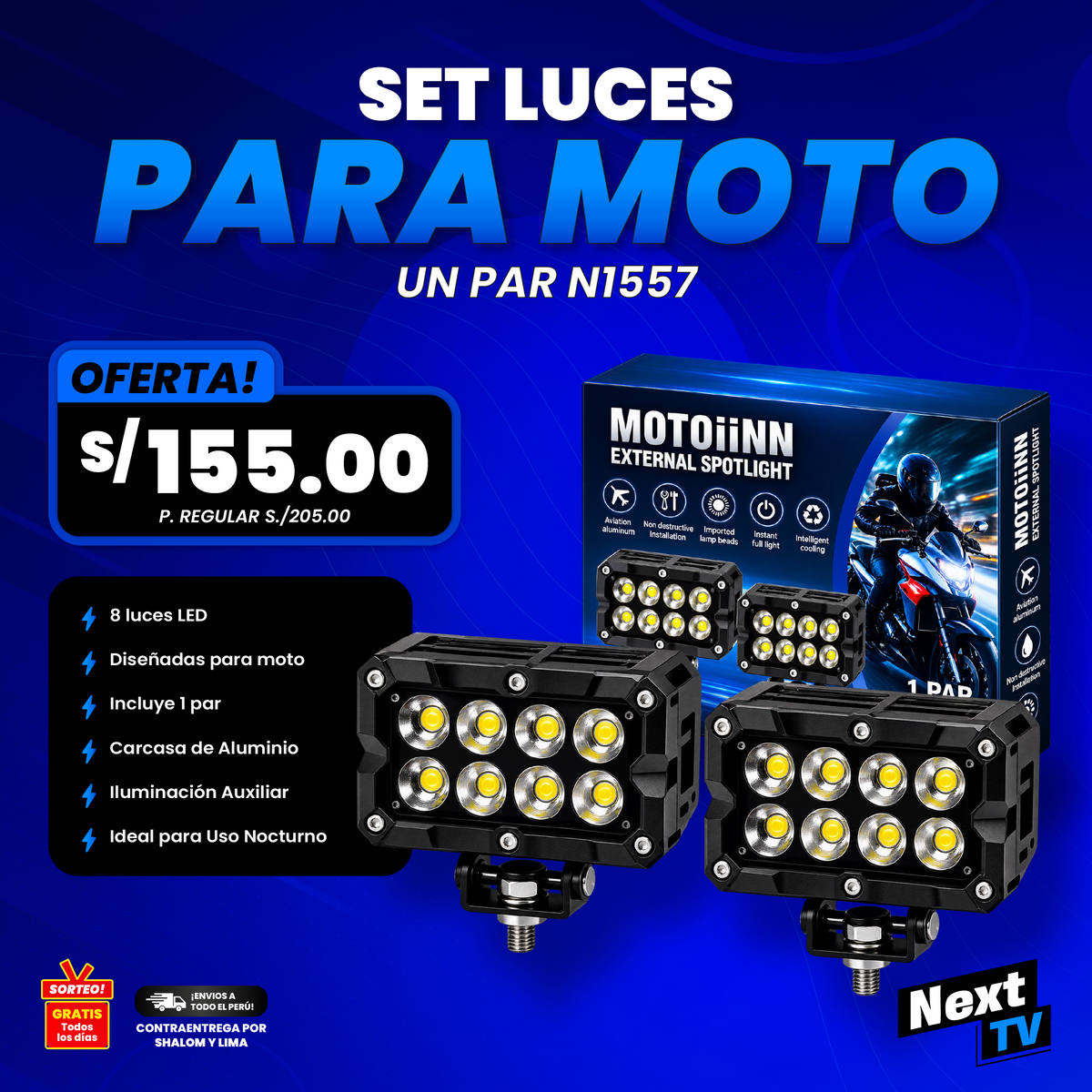 SET LUCES PARA MOTO UN PAR N1557