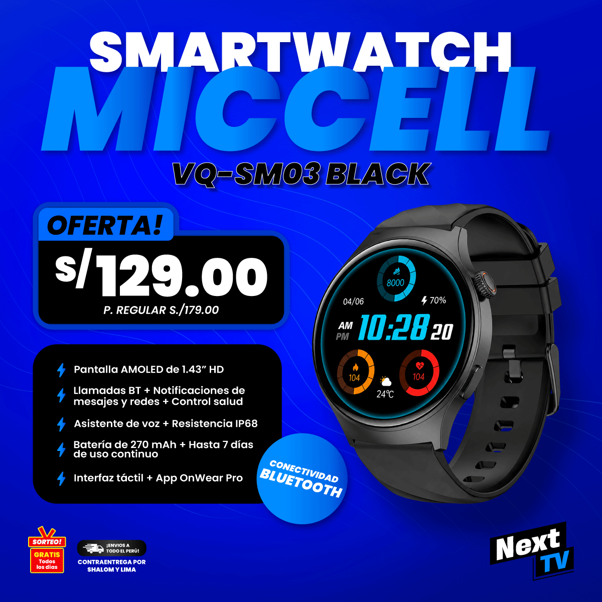 SMARTWATCH MICCELL VQ-SM03 BLACK