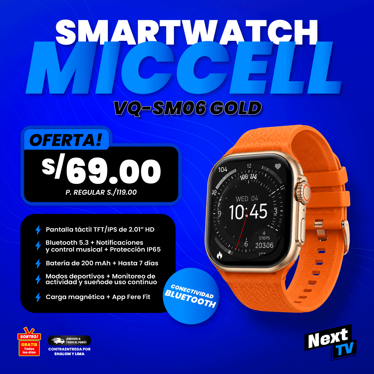 SMARTWATCH MICCELL VQ-SM06 GOLD