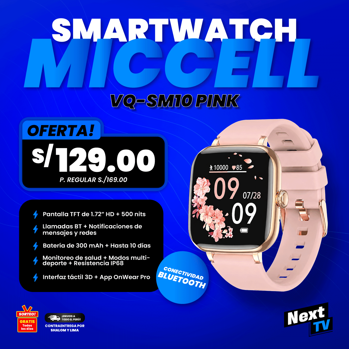 SMARTWATCH MICCELL VQ-SM10 PINK