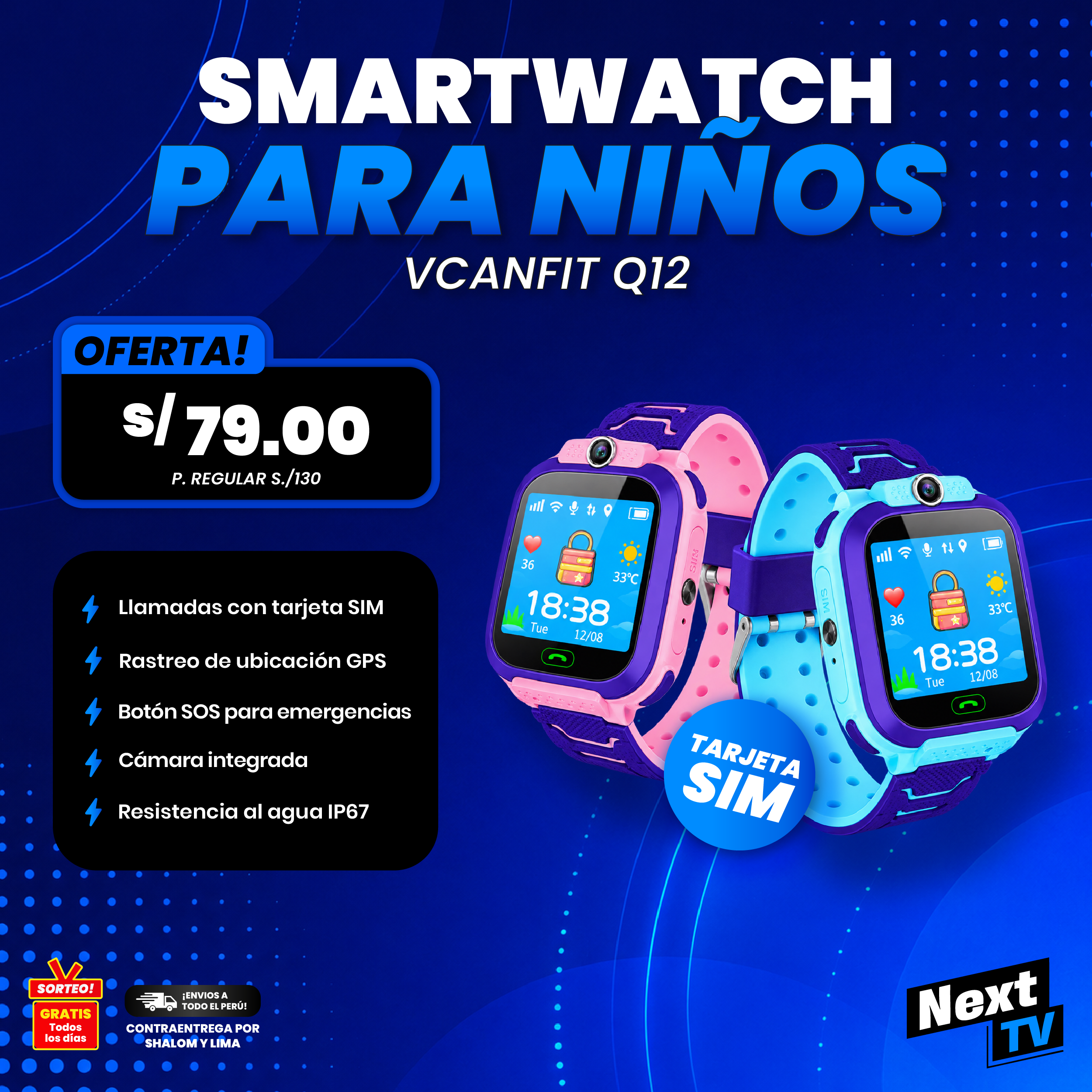 SMARTWATCH PARA NIÑOS VCANFIT Q12