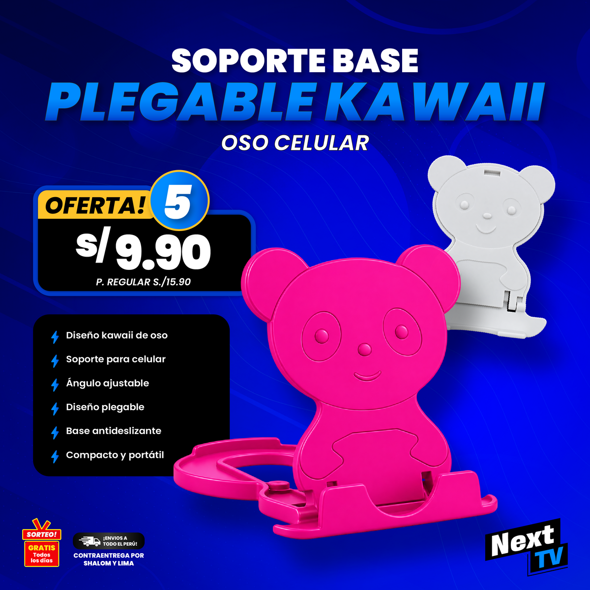 SOPORTE BASE PLEGABLE KAWAII OSO CELULAR