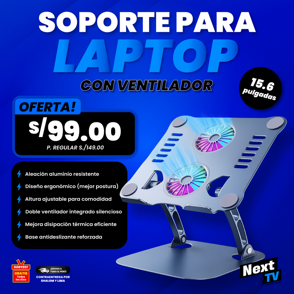 COOLER PARA LAPTOP TENDENCIA CON VENTILADOR