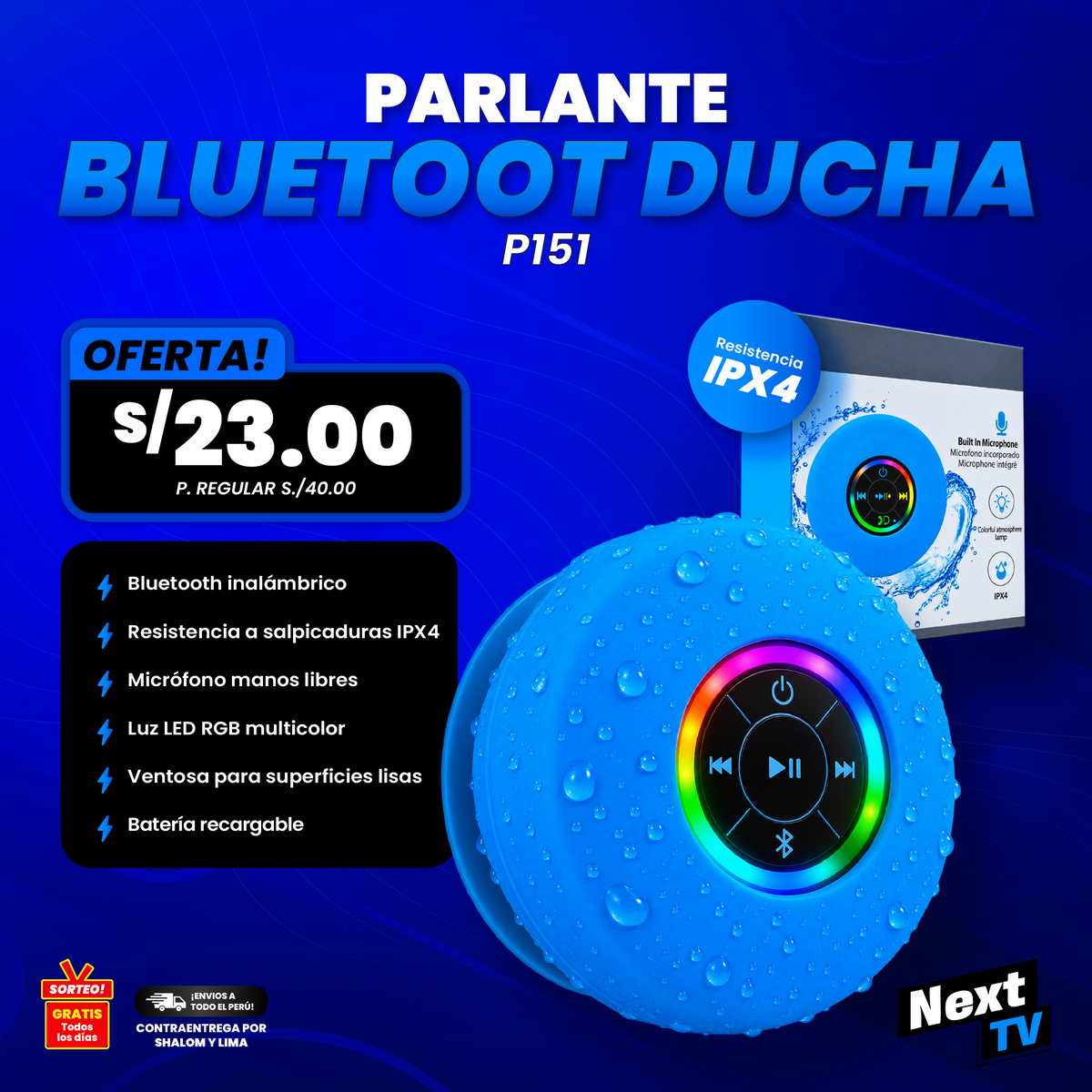 SQ PARLANTE BLUETOOT DUCHA P151