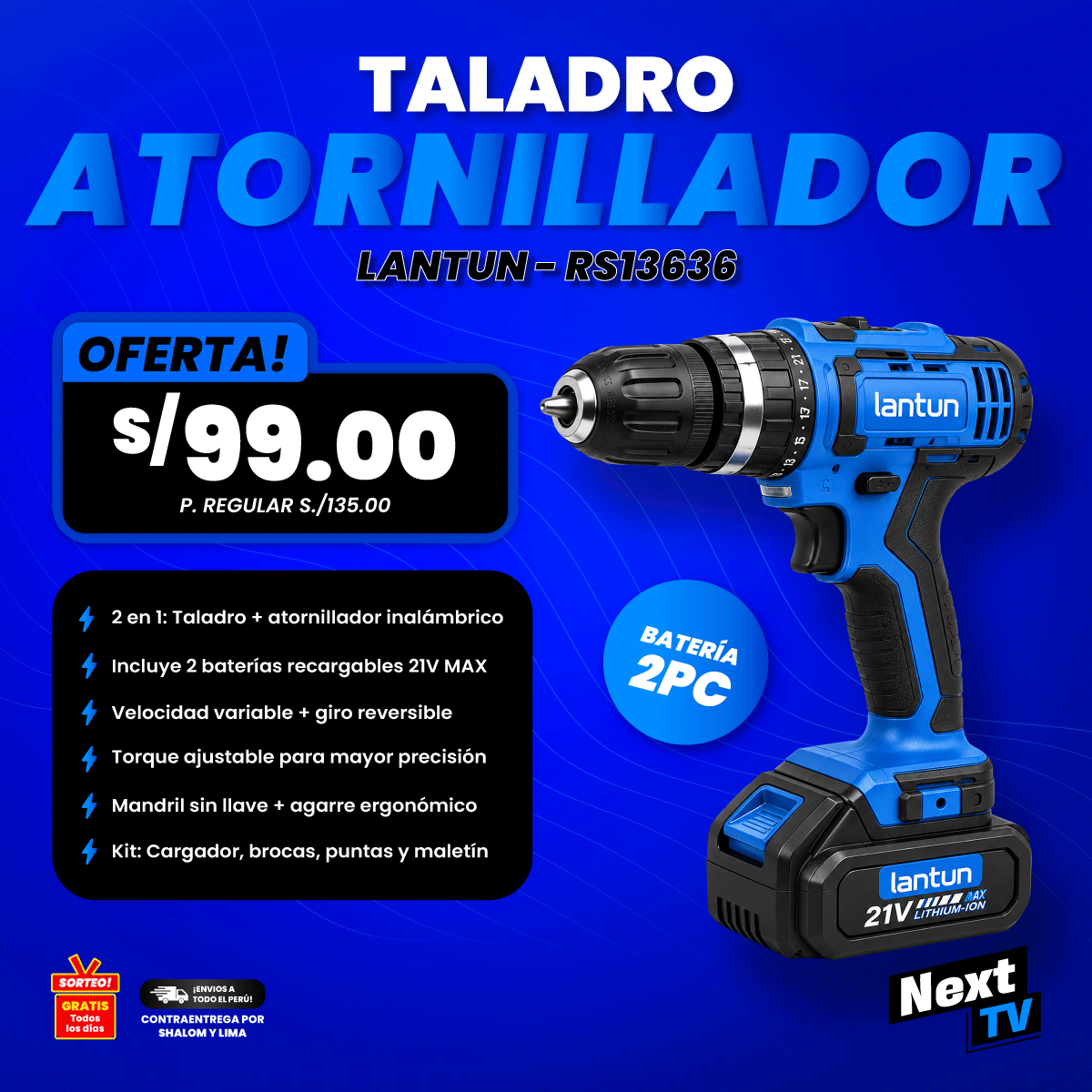 TALADRO ATORNILLADOR LANTUN RS13636 - N2205