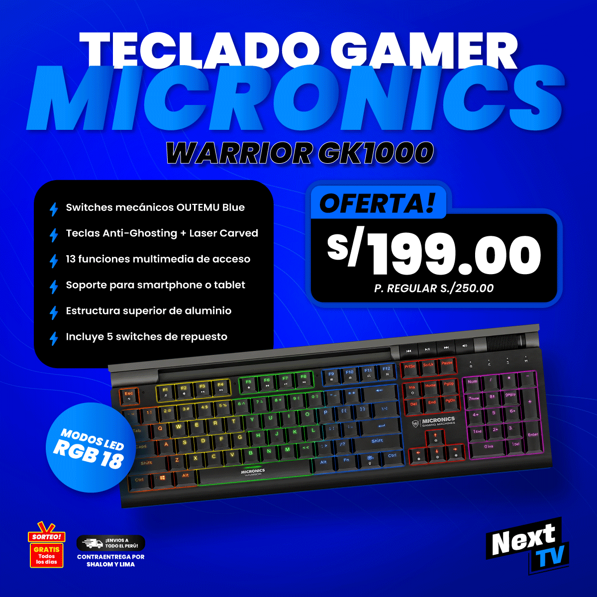 TECLADO GAMER MICRONICS WARRIOR GK1000 - PC97