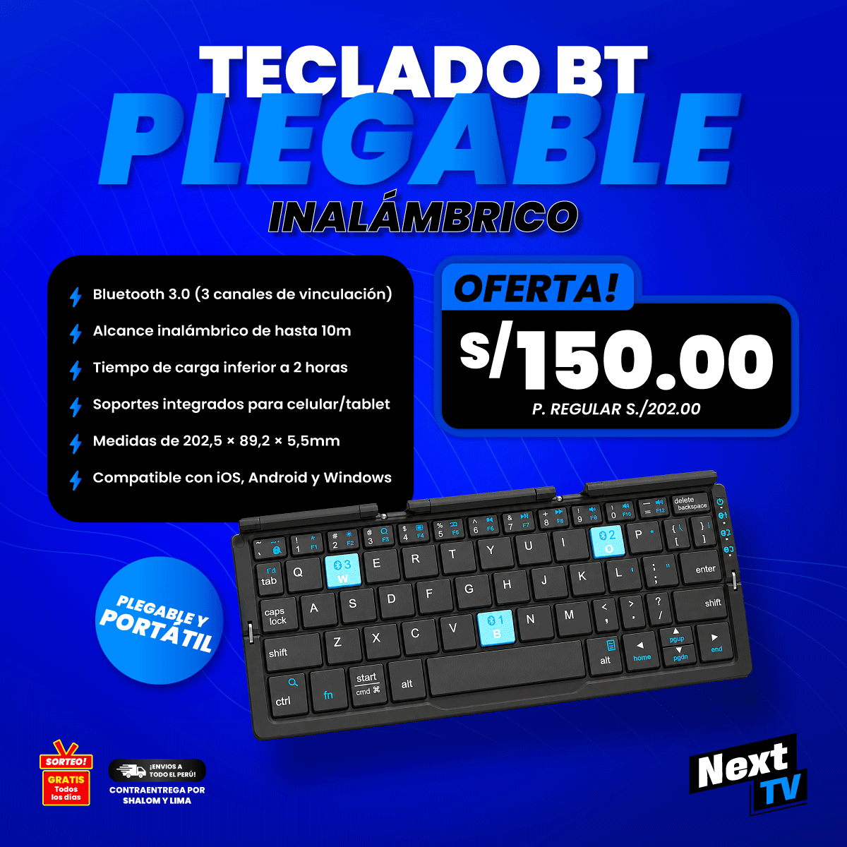 TECLADO INALÁMBRICO PLEGABLE - PC380