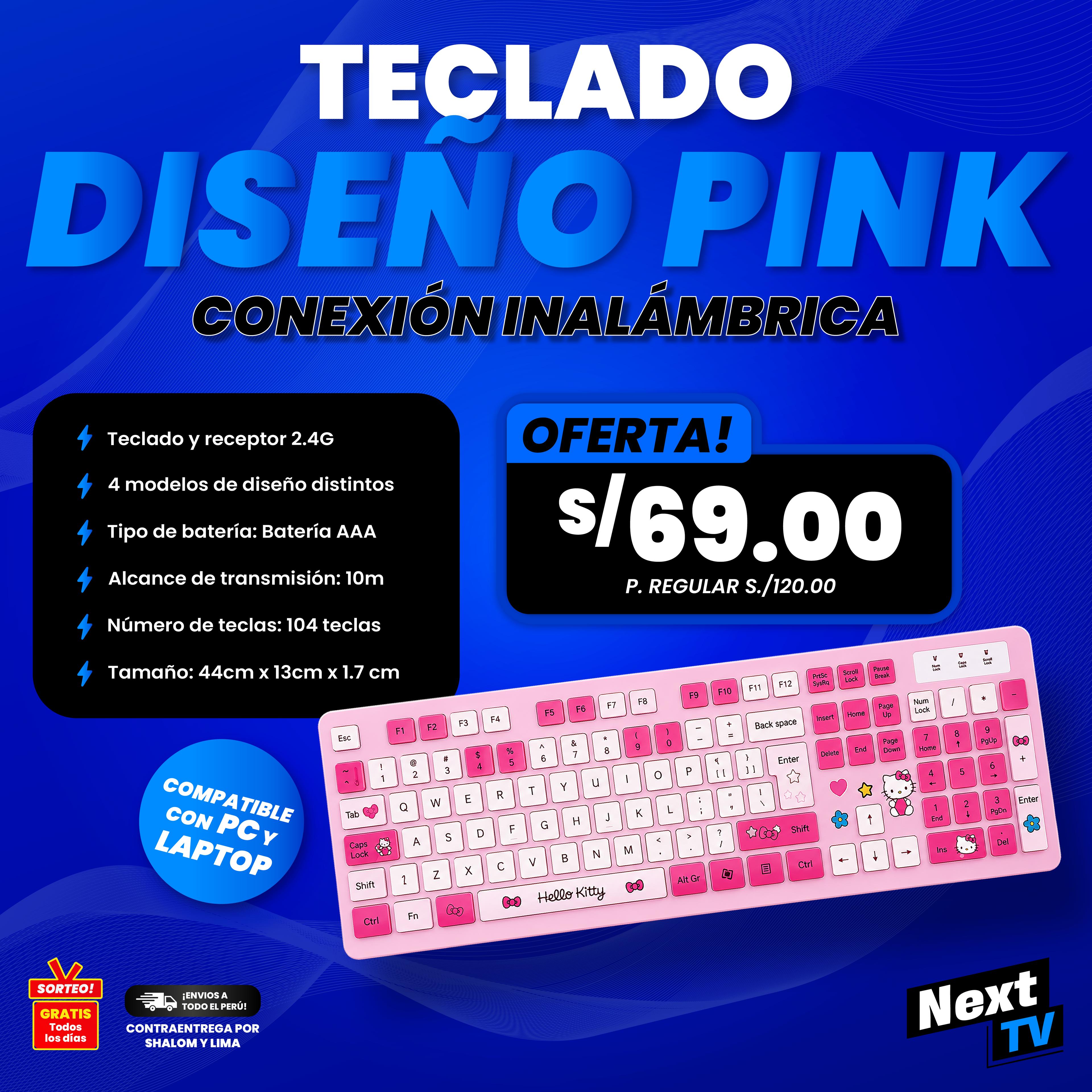 TECLADO INALÁMBRICO PINK