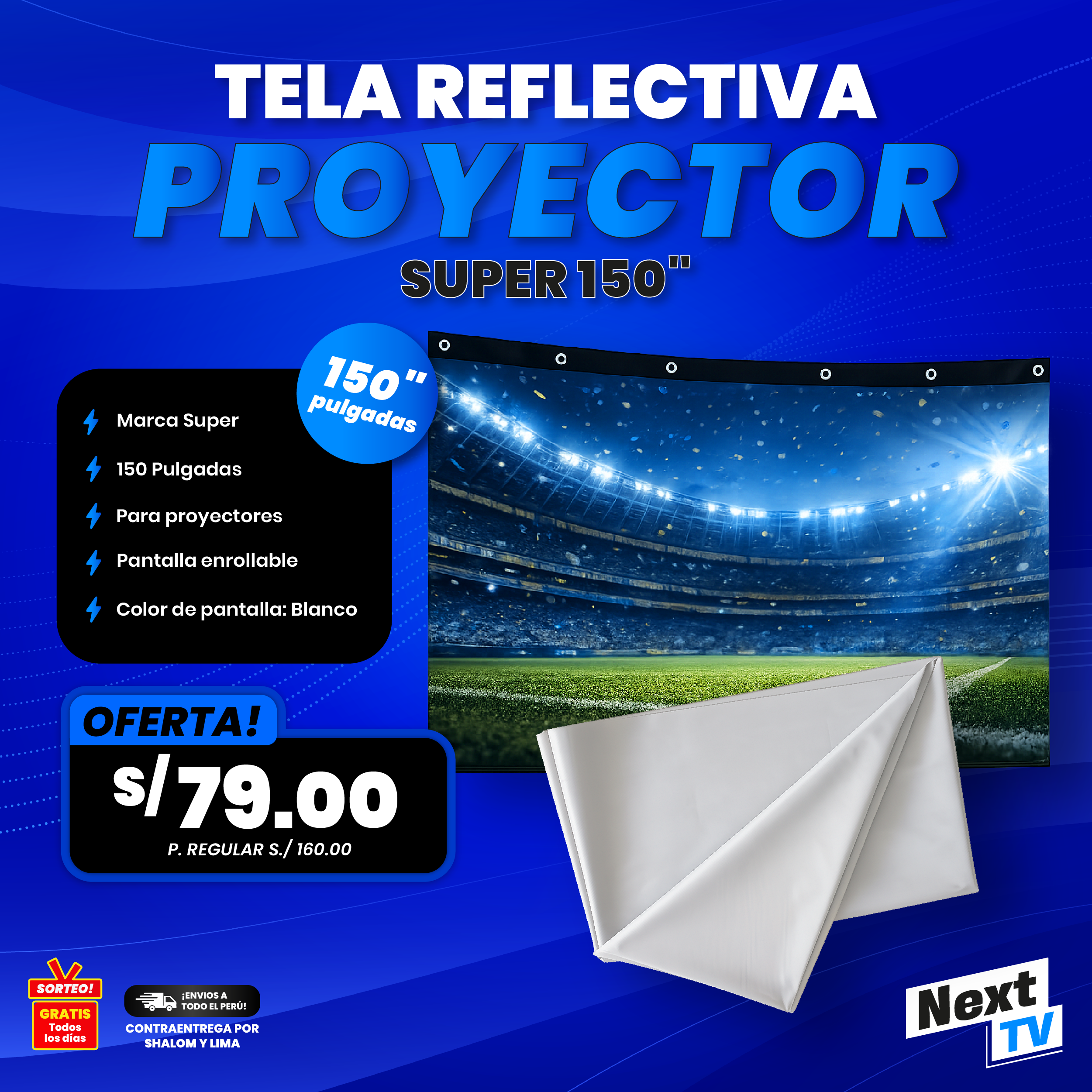 TELA REFLECTIVA PARA PROYECTOR 150" SUPER