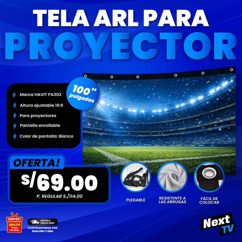 TELA REFLECTIVA PARA PROYECTOR 100"