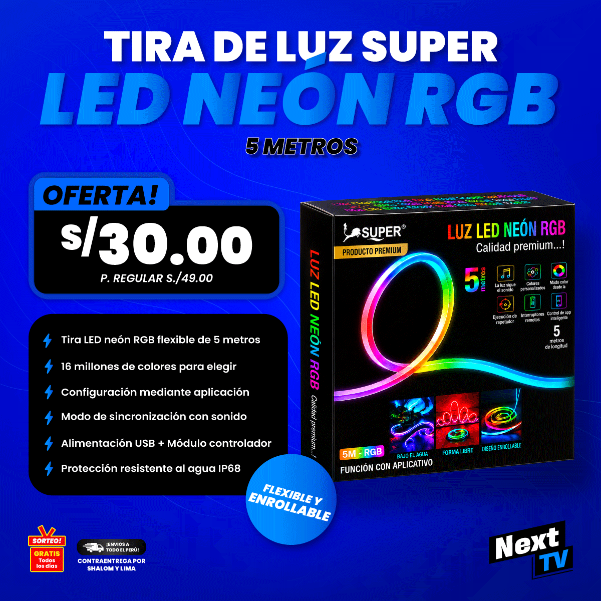 TIRA LED NEON RGB 5 METROS - N1119
