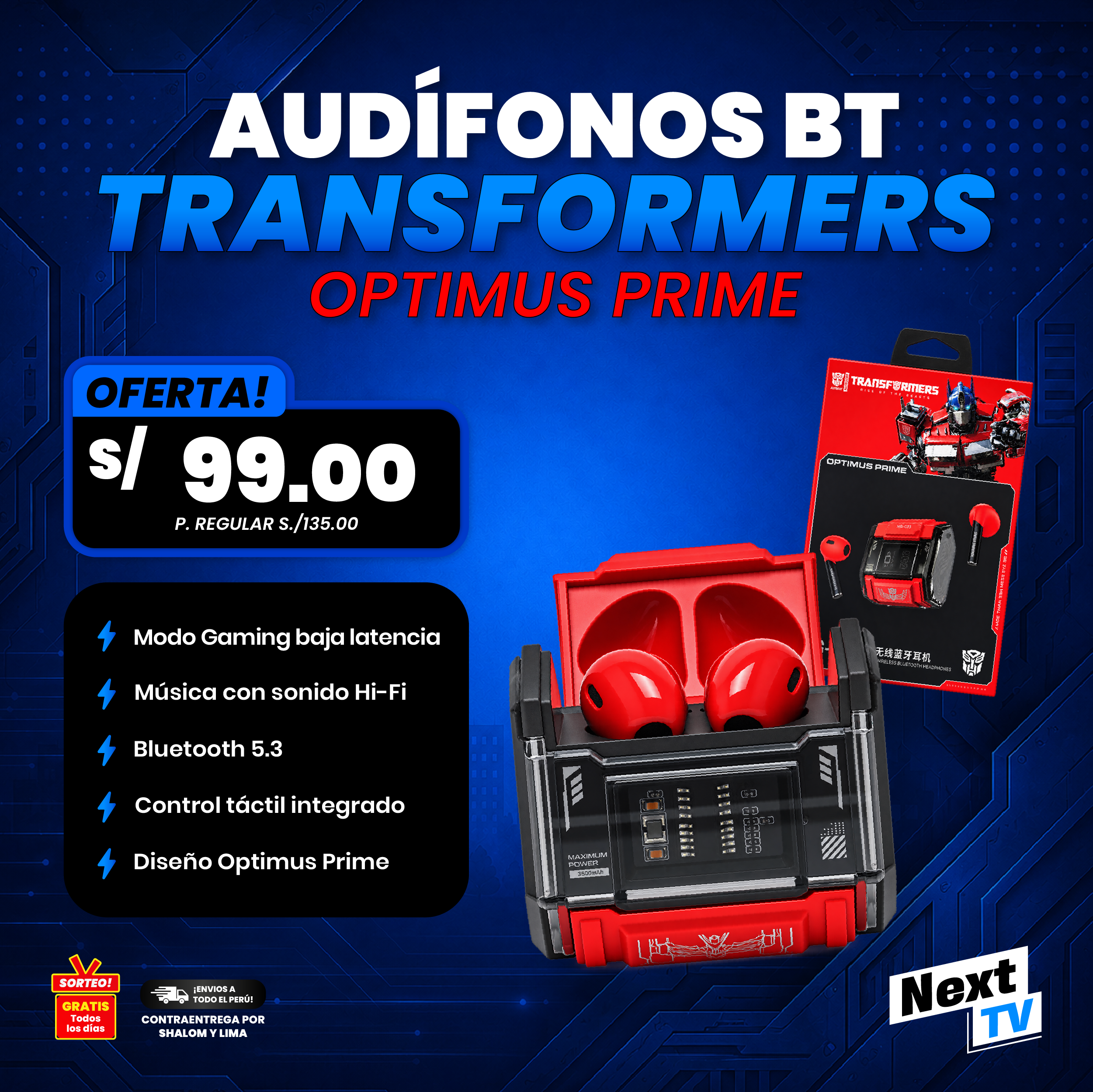 AUDÍFONOS BT TRANSFORMERS OPTIMUS PRIME MG-C03