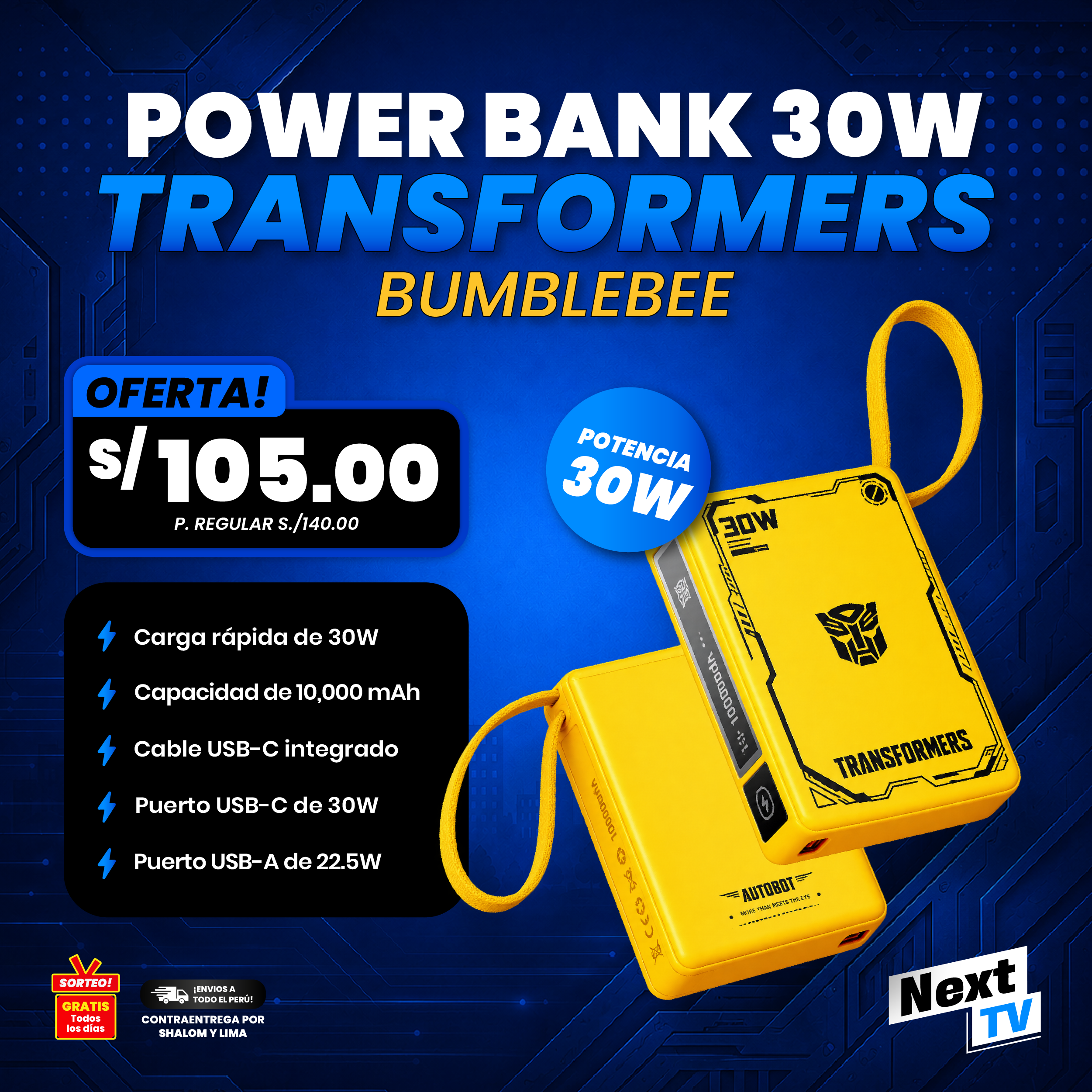 POWER BANK 30W TRANSFORMERS BUMBLEBEE