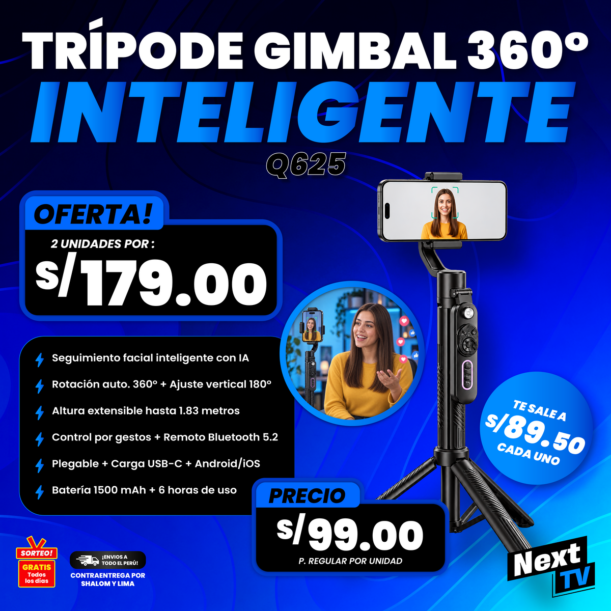 TRÍPODE GIMBAL INTELIGENTE Q625 - N2321