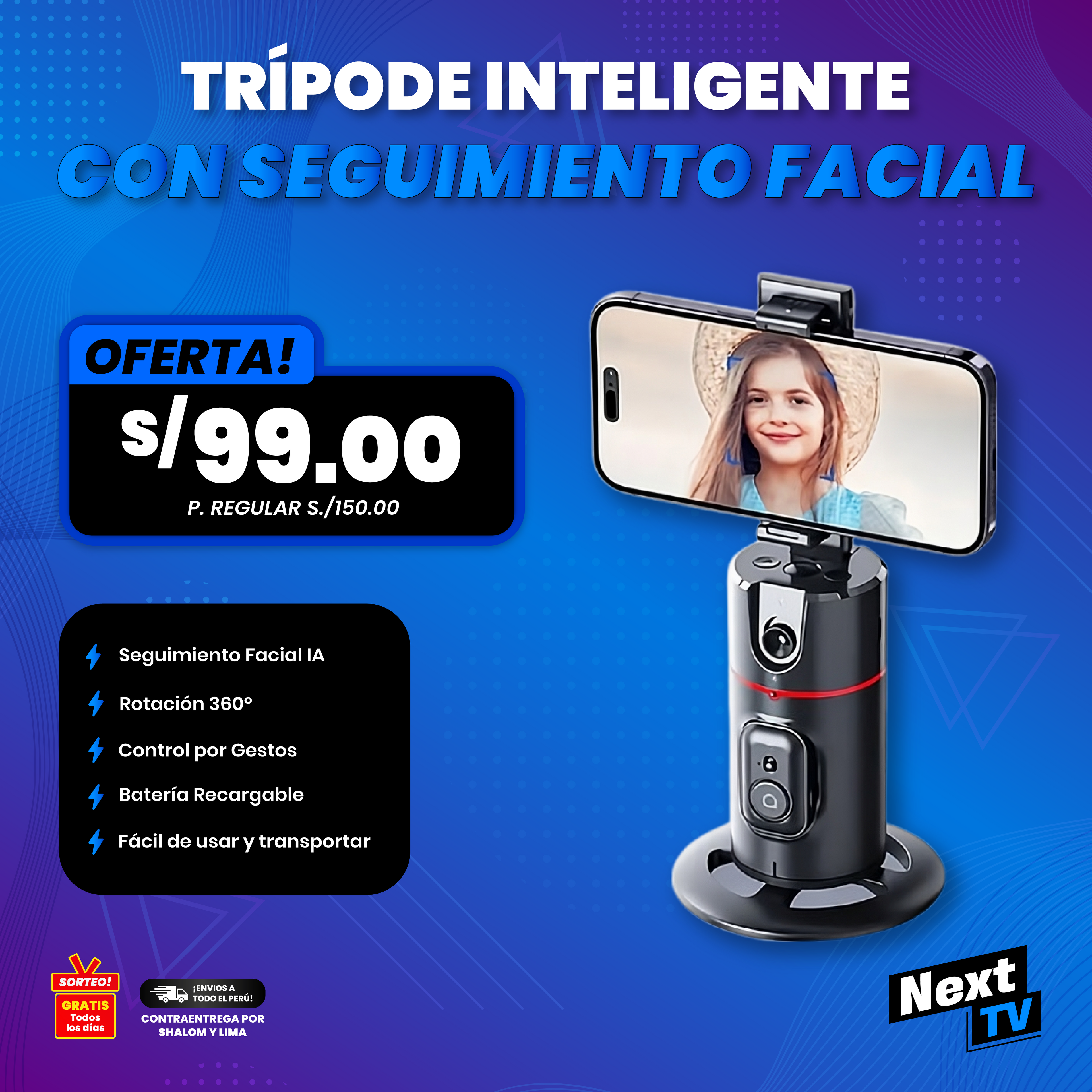 TRÍPODE CON SEGUIMIENTO FACIAL