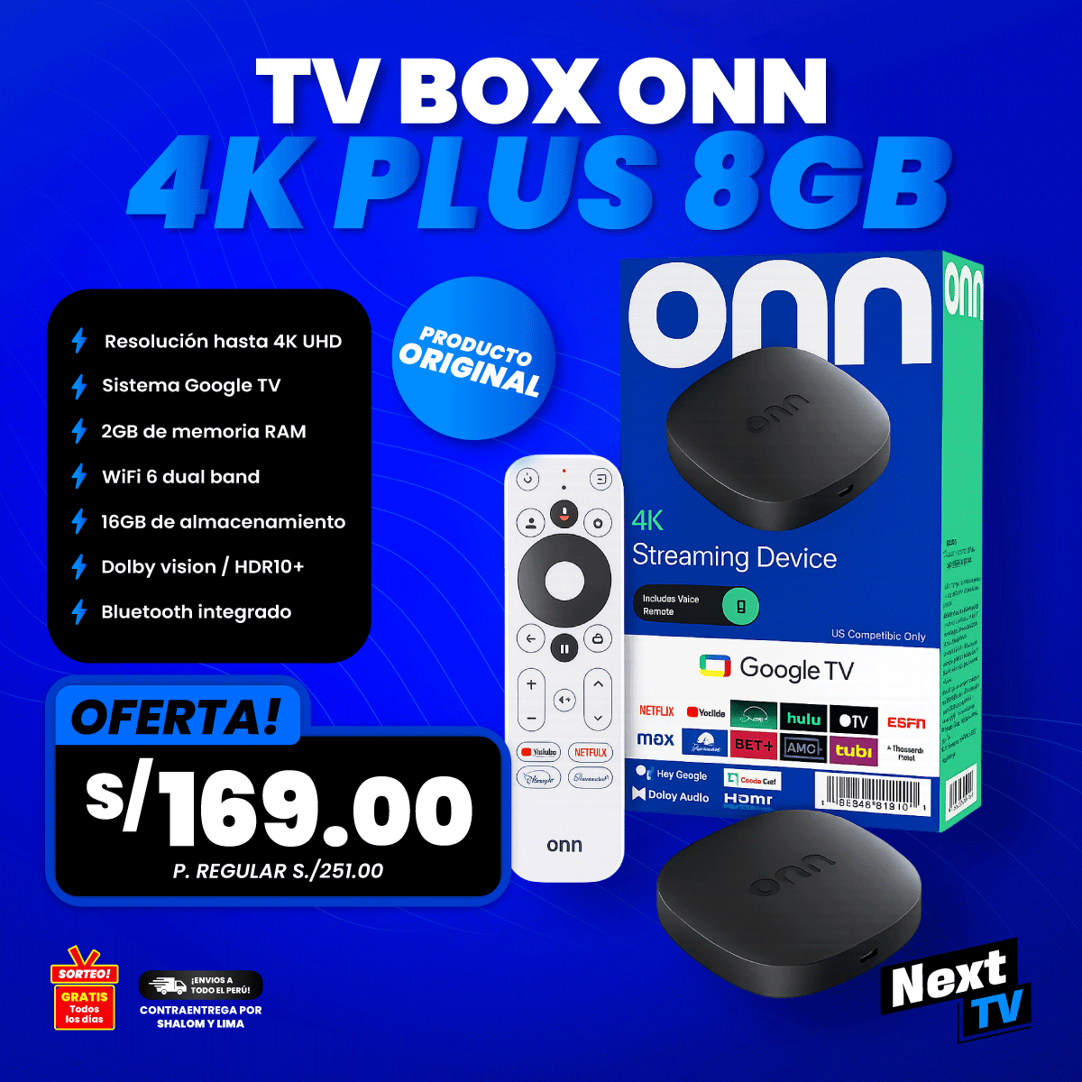 TV BOX ONN 4K PLUS 8GB - ORIGINAL - 0947