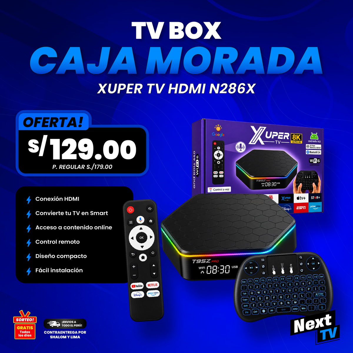 TV BOX XUPER TV CAJA MORADA HDMI N286