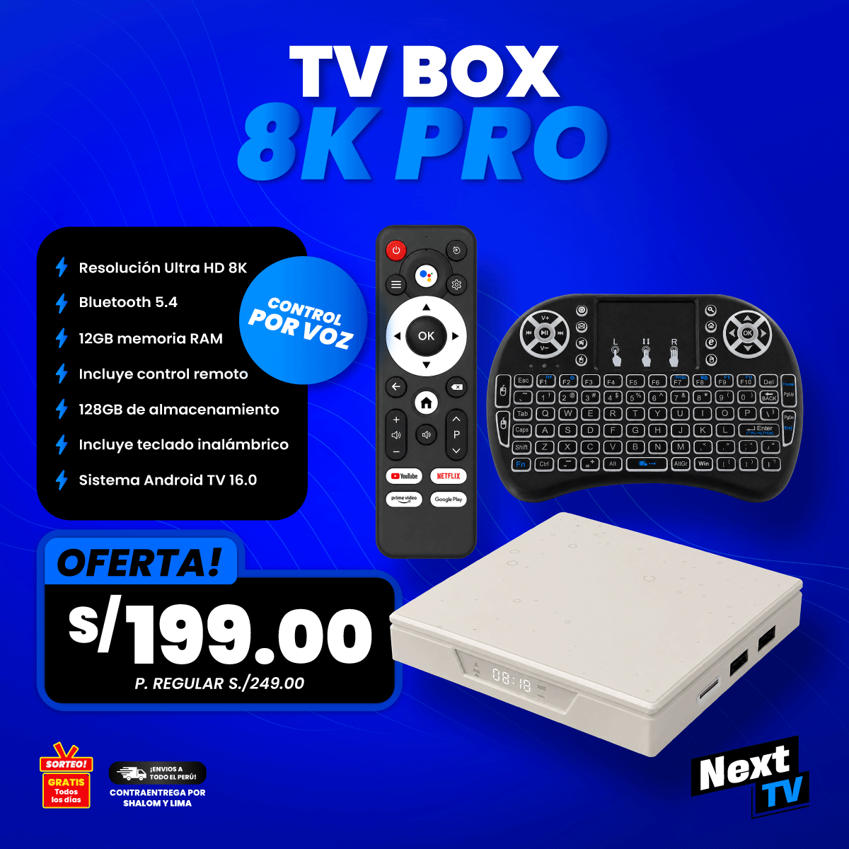 TV BOX 8K PRO – Con Control + Teclado Inalámbrico