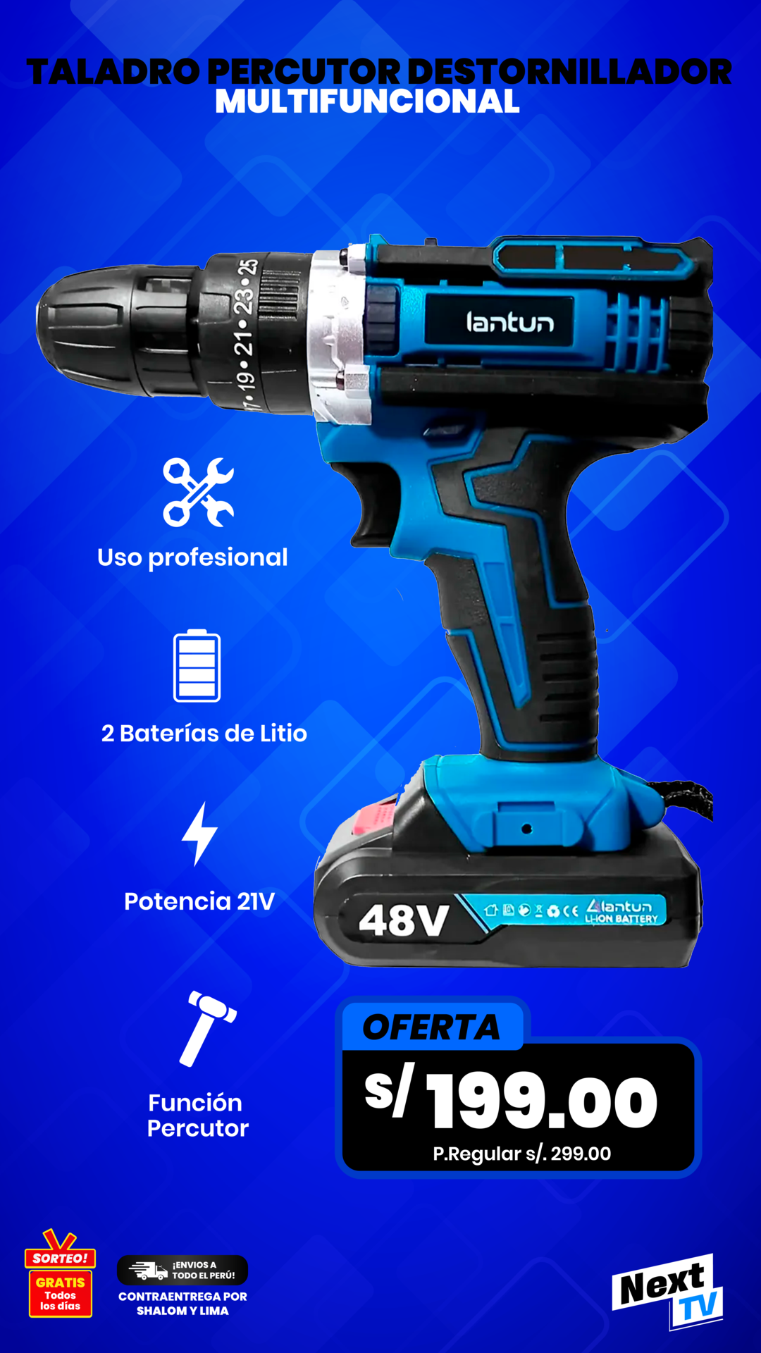 TALADRO PERCUTOR DESTORNILLADOR MULTIFUNCIONAL