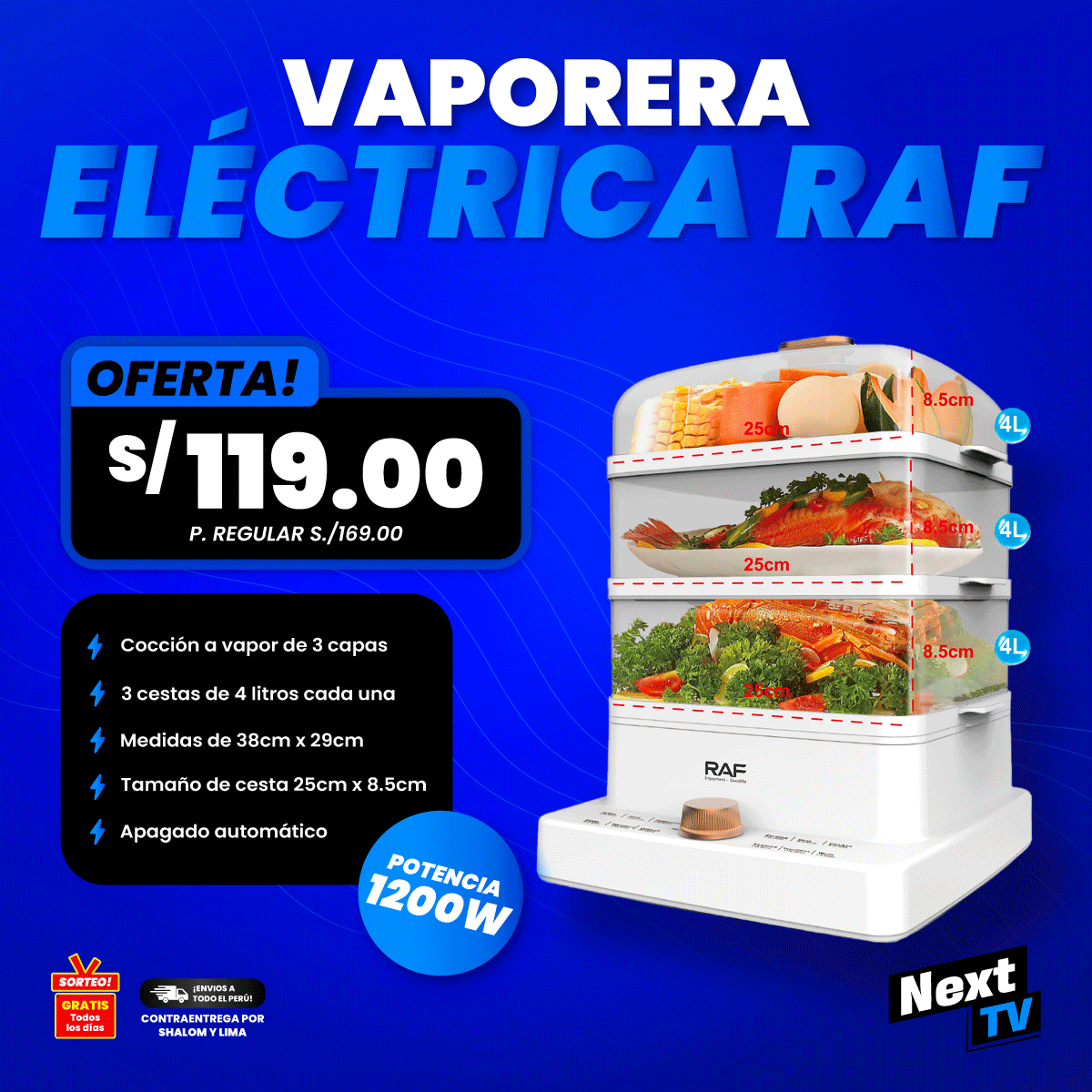 VAPORERA ELÉCTRICA RAF 1200W