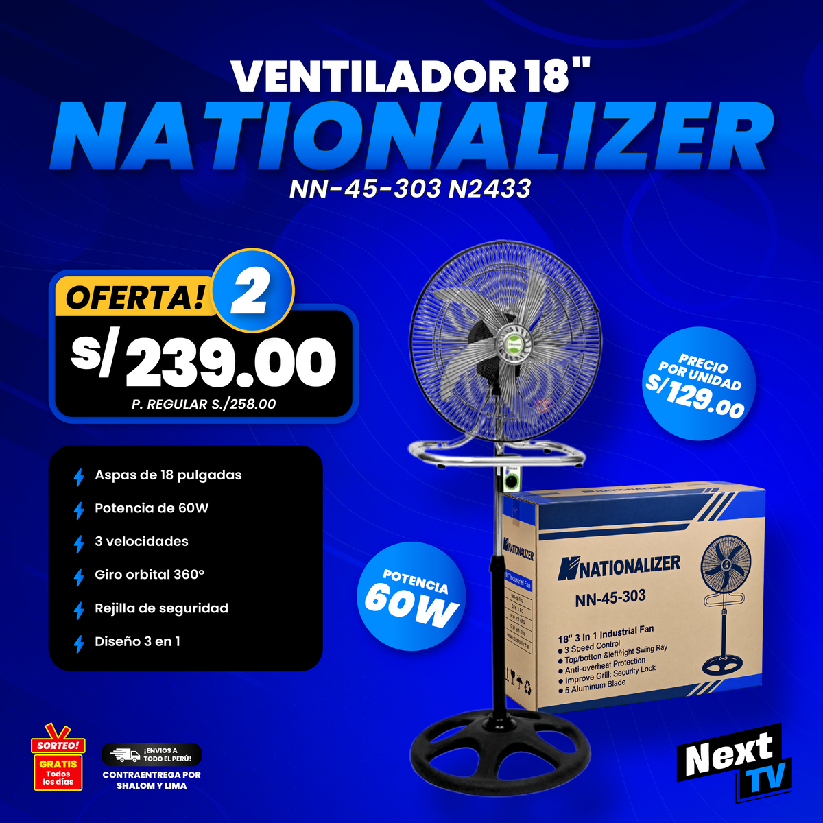 VENTILADOR 18" NATIONALIZER NN-45-303 N2433