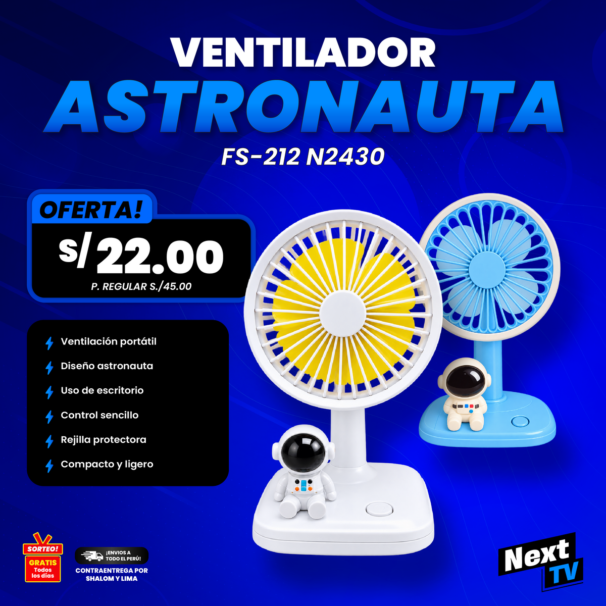 VENTILADOR PORTATIL DISEÑO ASTRONAUTA FS-212 N2430