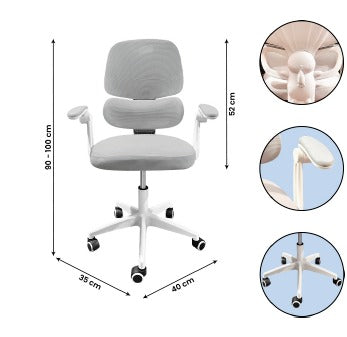 Silla de Oficina con Respaldar Modelo Conejon Color Ploma