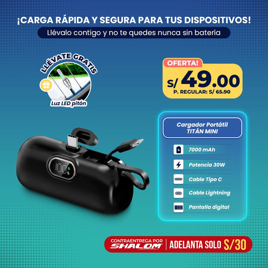 Cargador Portátil TITÁN MINI – 7000 mAh / 30W de Potencia