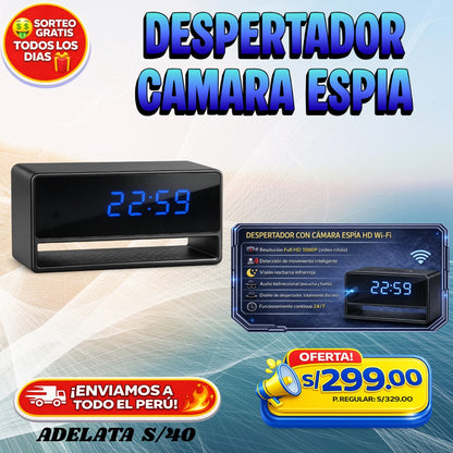 DESPERTADOR CON CÁMARA ESPÍA HD ⏰📹
