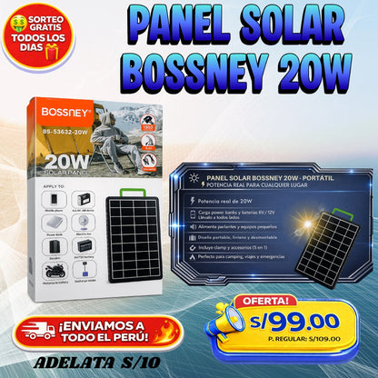 PANEL SOLAR PORTÁTIL BOSSNEY 20W ☀️