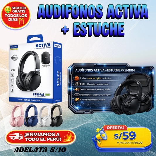 AUDÍFONOS ACTIVA + ESTUCHE 🎧