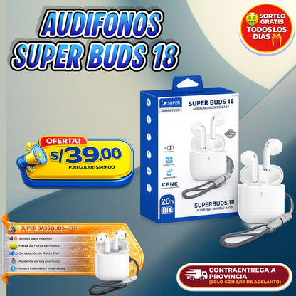 AUDÍFONOS INALÁMBRICOS SUPER BUDS 18 🎧🔥