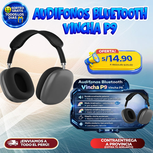 Audífonos Bluetooth Vincha P9 🎧✨