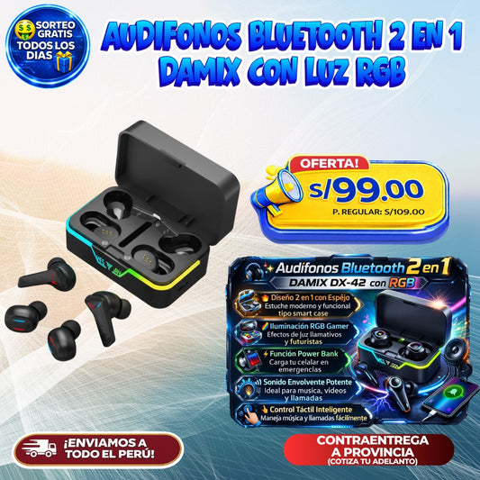Audífonos Bluetooth 2 en 1 DAMIX 🎧