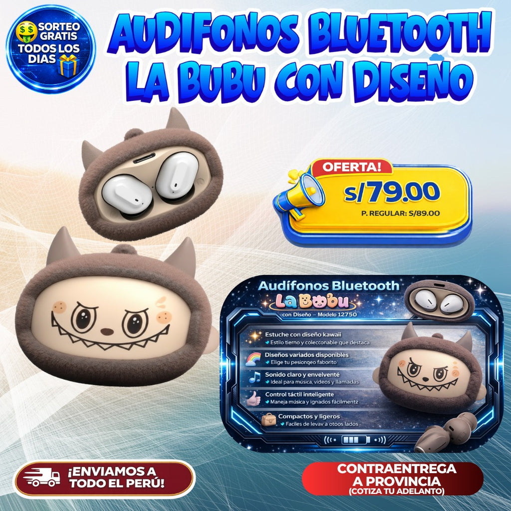 Audífonos Bluetooth La Bubu con Diseño Kawaii 🎧