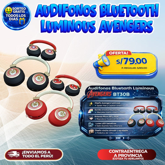 Audífonos Bluetooth Luminous Avengers 🎧🔥