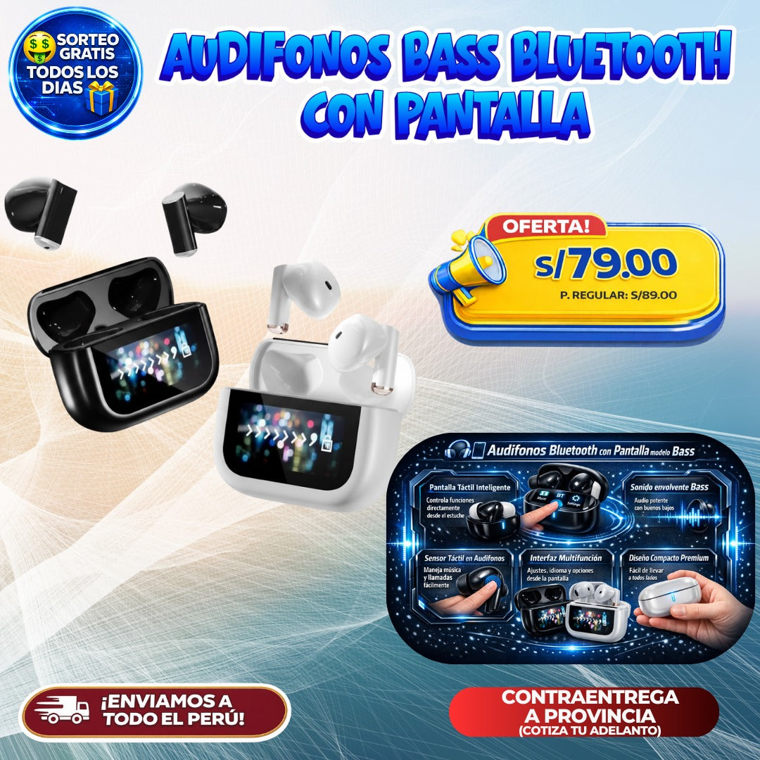 Audífonos Bass Bluetooth con Pantalla 🎧