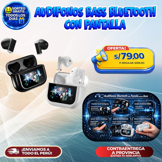 Audífonos Bass Bluetooth con Pantalla 🎧