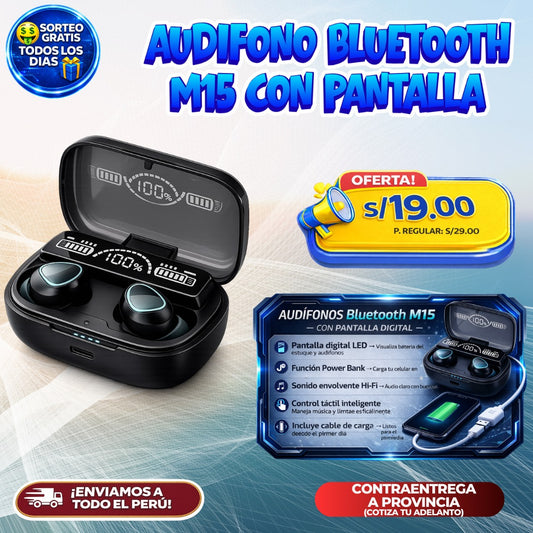 Audífonos Bluetooth M15 con Pantalla 🔥🎧