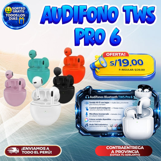 Audífonos Bluetooth TWS Pro 6 🎧