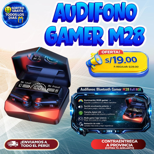 Audífonos Bluetooth Gamer M28 Full RGB 🎧