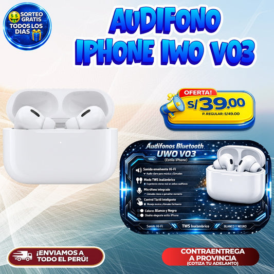 Audífonos Bluetooth UWO V03 Estilo iPhone 🎧